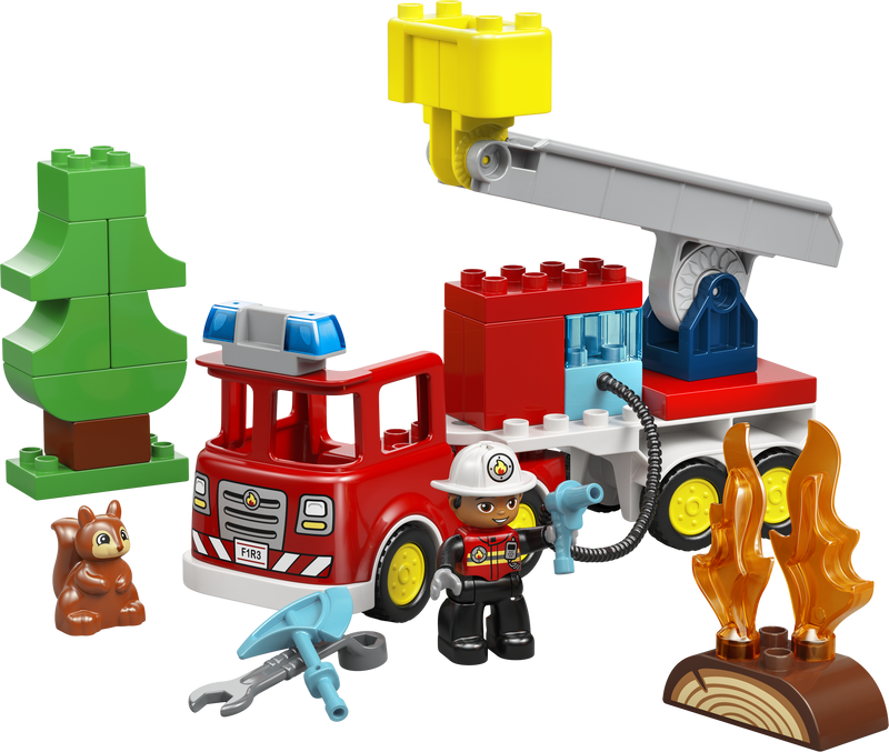 Fire Truck with Hose and Firefighter