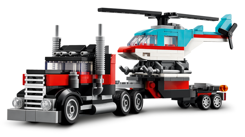 Flatbed Truck with Helicopter