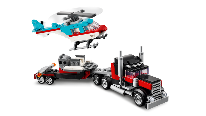 Flatbed Truck with Helicopter