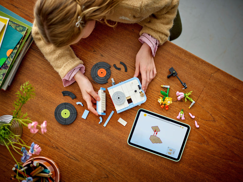 Record Player with Flowers