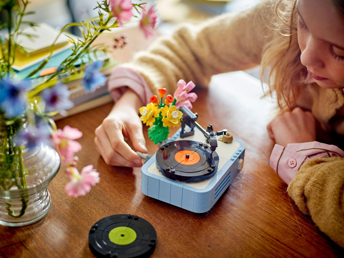 Record Player with Flowers
