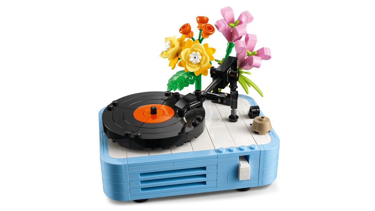 Record Player with Flowers