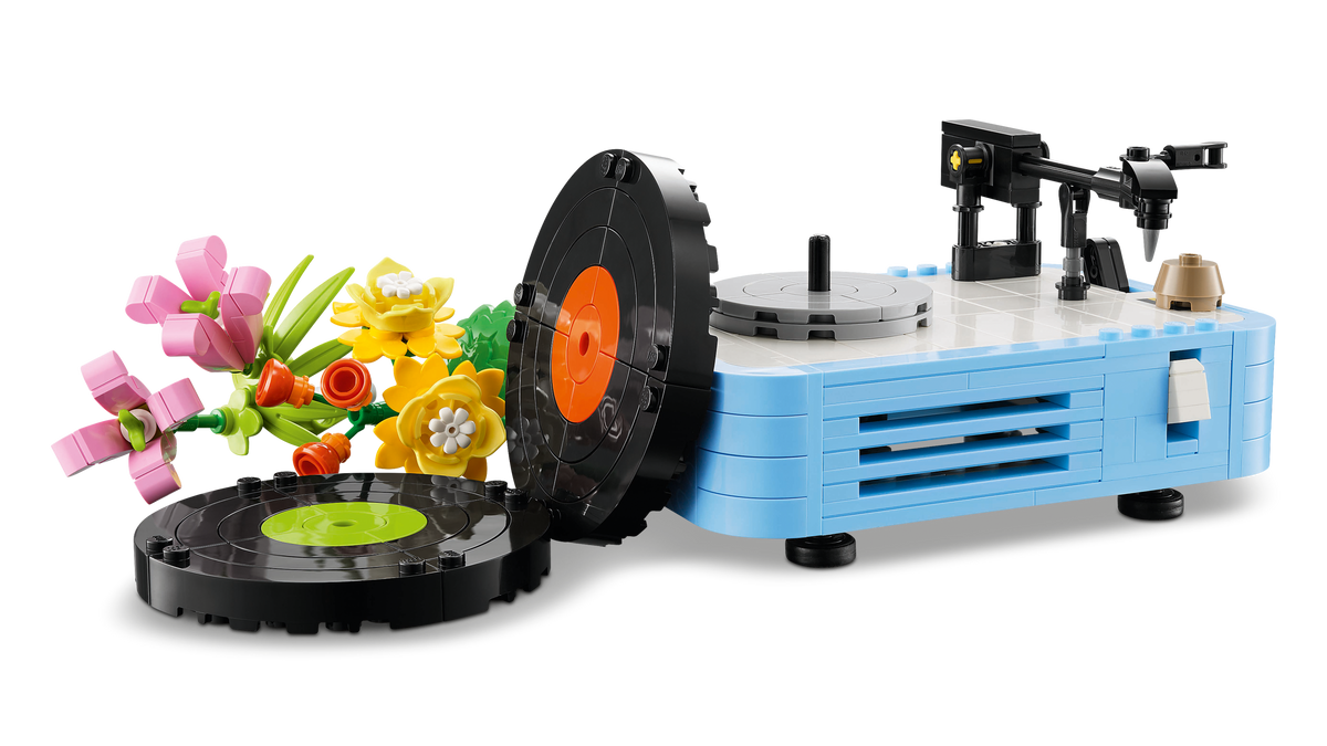 Record Player with Flowers