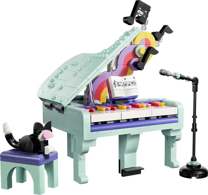 Music Decor Piano with Cat