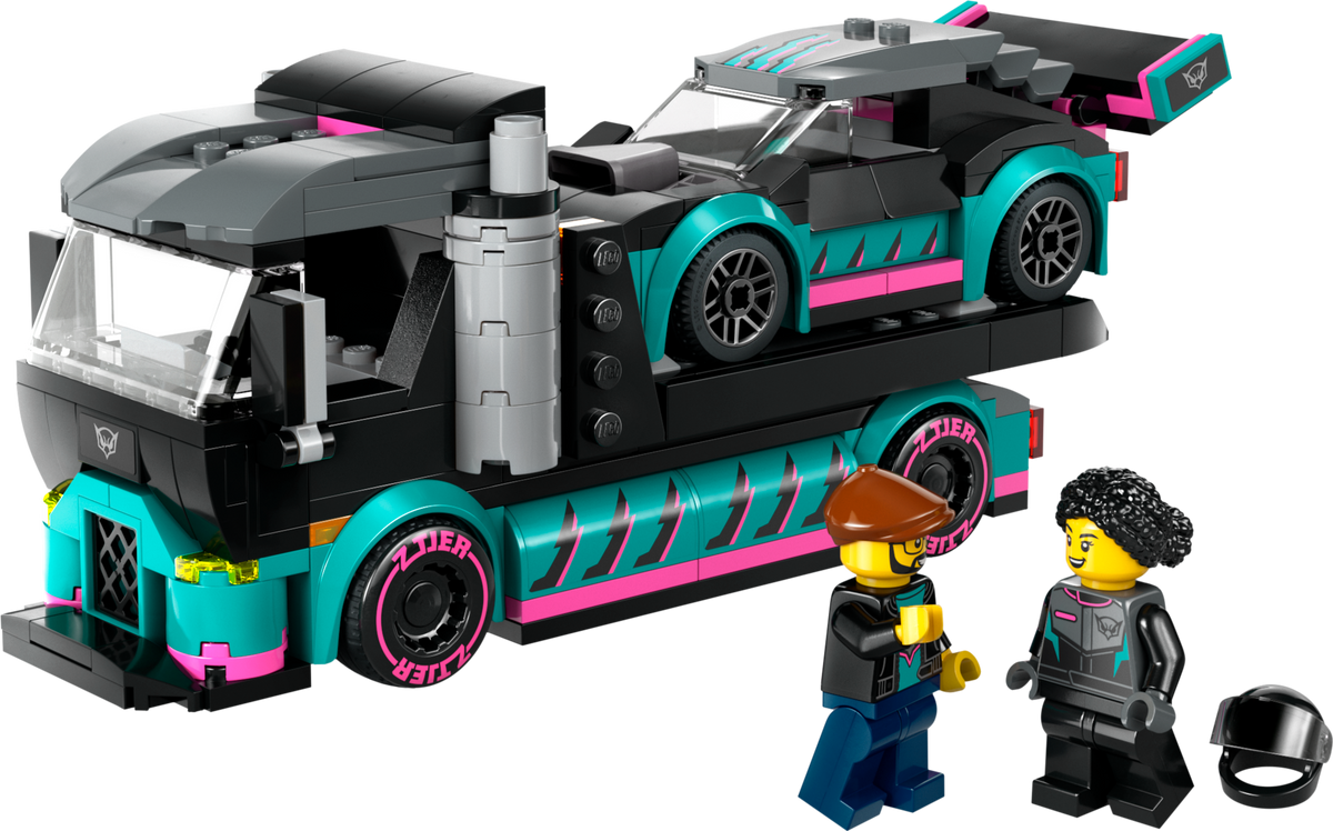Race Car and Car Carrier Truck