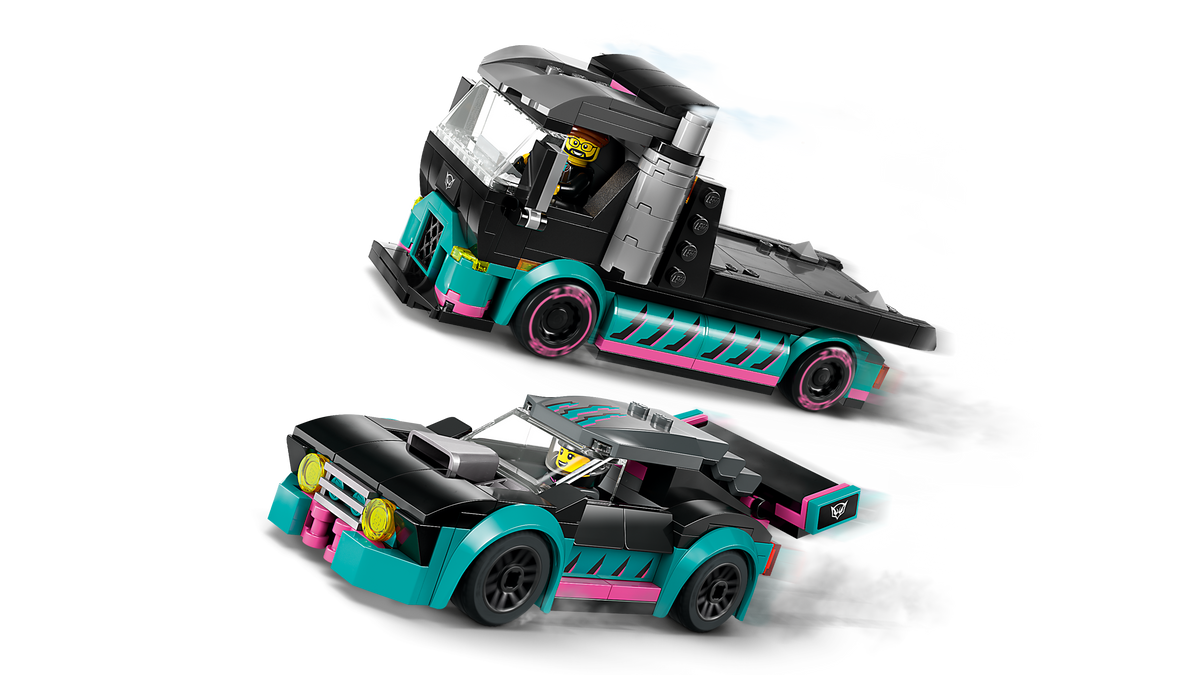 Race Car and Car Carrier Truck