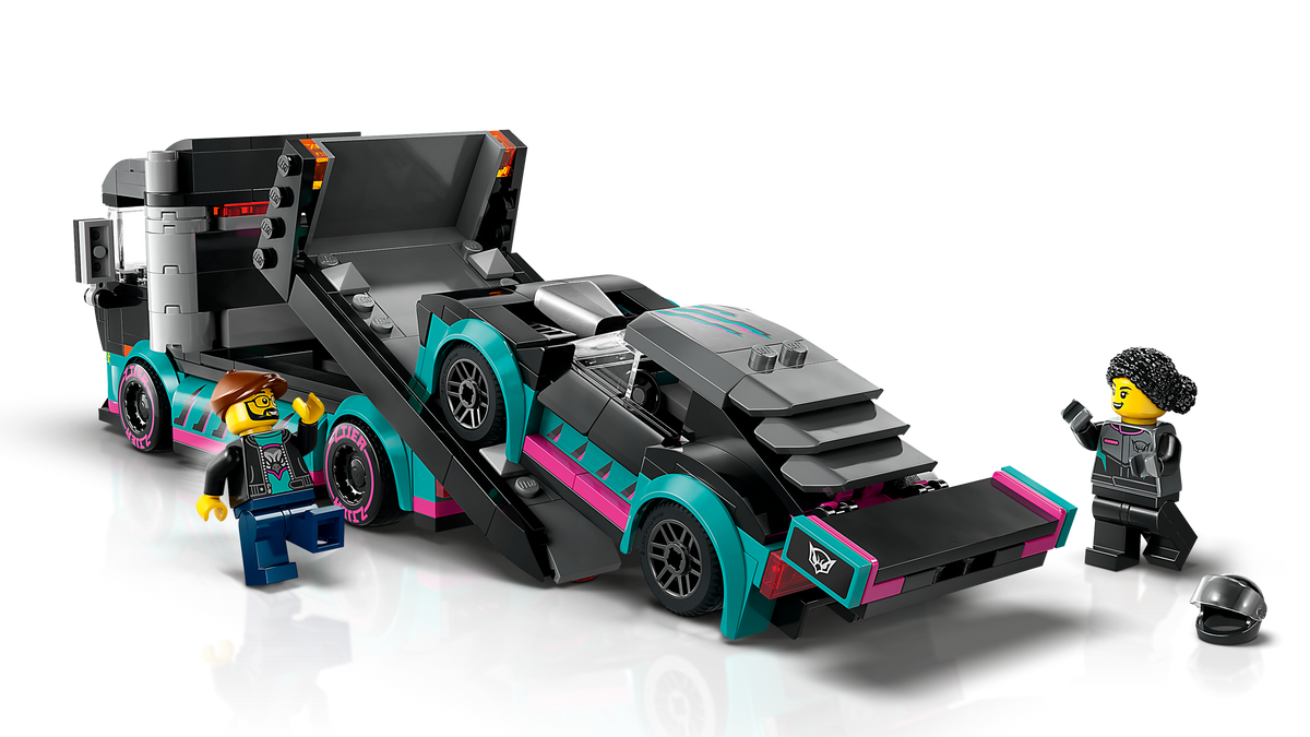 Race Car and Car Carrier Truck