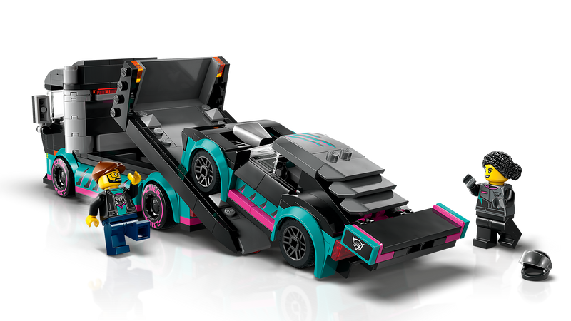 Race Car and Car Carrier Truck