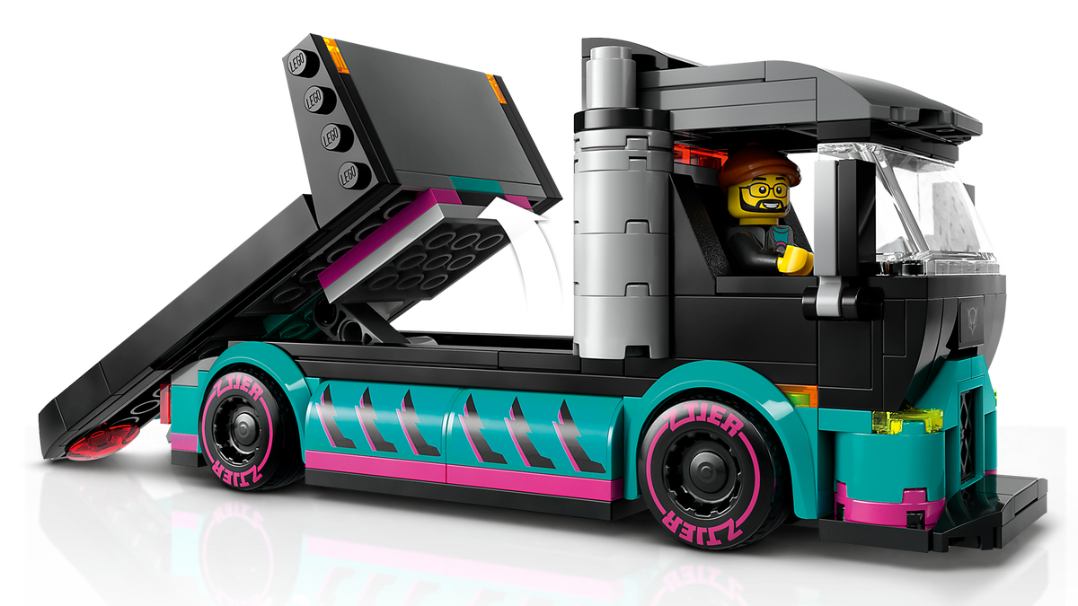 Race Car and Car Carrier Truck