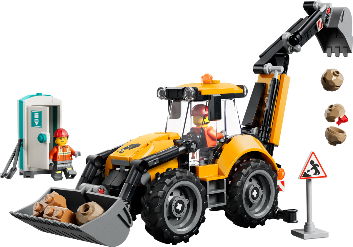 Yellow Backhoe Loader