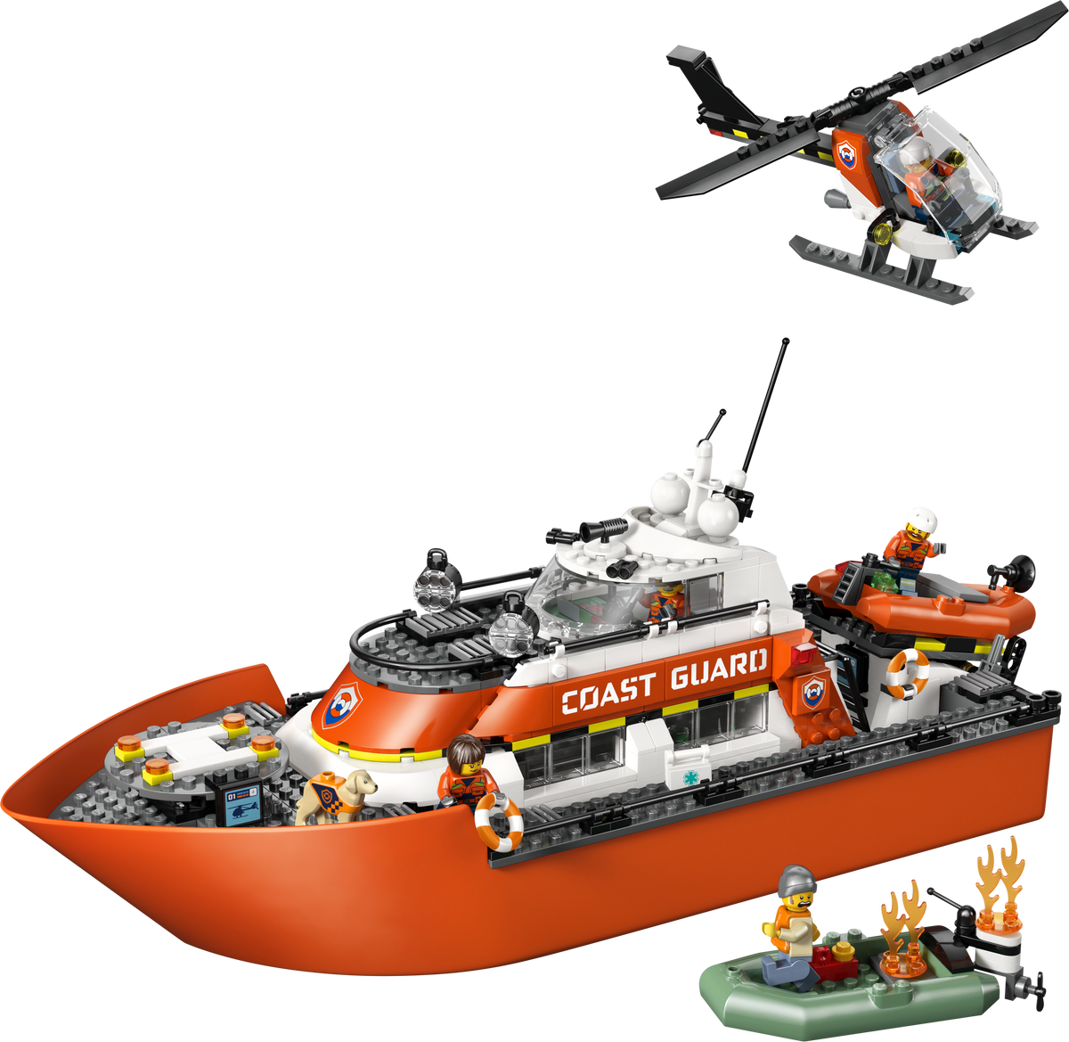 Coast Guard Rescue Boat & Helicopter