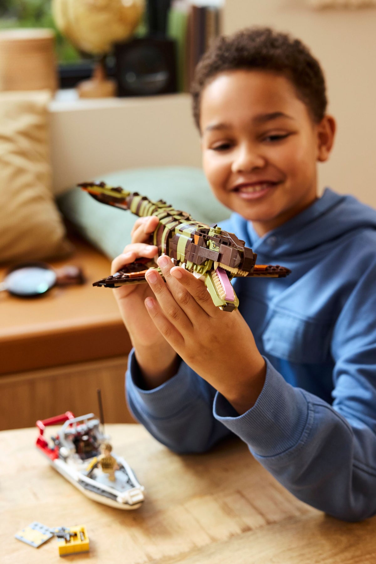 Brick-Built Mosasaurus Boat Mission