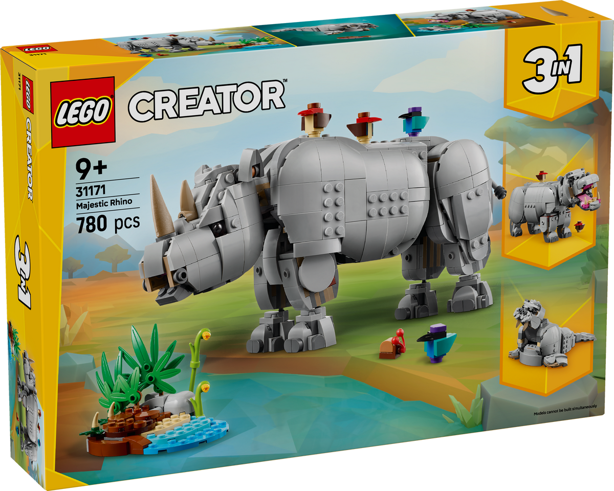 Wild Animals: Majestic Rhino with Birds
