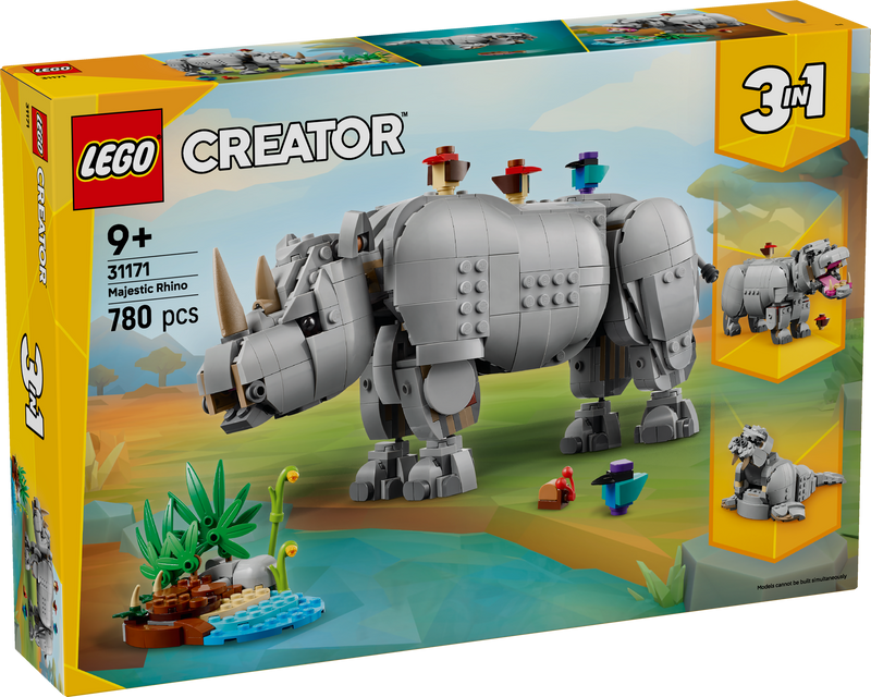 Wild Animals: Majestic Rhino with Birds